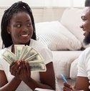 african american couple planning family budget