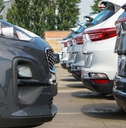 cars stand in the parking lot 