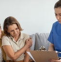 Doctor telling diagnosis to senior patients