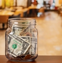 tip jar in restaurant dining room