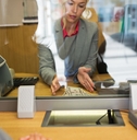 woman at the bank teller