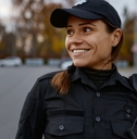 portrait of smiling police woman