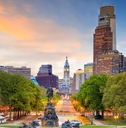 philadelphia downtown skyline at sunset