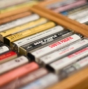 cassette tapes at store i holder. 