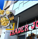 Collage of Trader Joe&#x27;s store front and Cacio e Pepe Ravioli plate and product