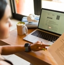 woman working on her resume