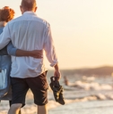 Portrait of an elderly couple hugging