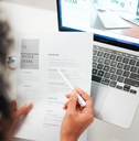 person reading resume
