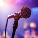The microphone on stage before the artist performance
