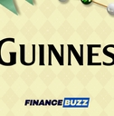 A yellow diamond pattern features the title &quot;Cost of a Pint of Guinness in Every State,&quot; along with the FinanceBuzz logo.