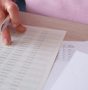 woman reviewing financial documents