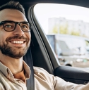 Man driving a car
