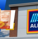 Aldi store exterior and featured item
