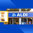 Aldi store exterior and featured item