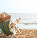 woman on beach in summer 