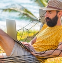 Man working with a laptop