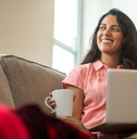Young woman working at home