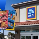 aldi store exterior and featured item