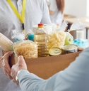 volunteer working at charity center