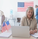 American citizens visiting local polling station