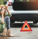 Woman calling for help after an accident