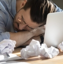 overworked employee fell asleep
