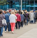 Long queue on street