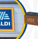 Aldi store exterior and featured item