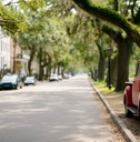 Historic street with vintage truck