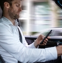 Man texting and driving