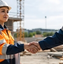 construction workers handshake