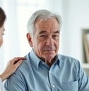 Elderly man sitting in a doctor's office