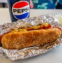 Costco hotdog with a fountain drink