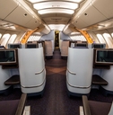 view of business class seating on an airplane