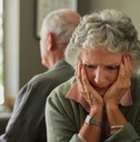 Depressed senior woman with relationship difficulties