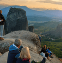 group of tourists on cliff