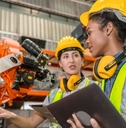 technician work in modern factory 