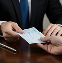 Check Handover in Modern Office Setting