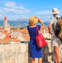 taking picture of Trogir town from castle walls