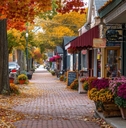 A picturesque small town street with quaint shops