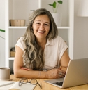Woman smiling working from home