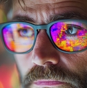 Actuary wearing glasses reviewing risk management charts