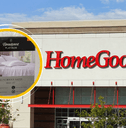 Collage of HomeGoods store front and BeautyRest sheet set