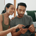 Couple looking at phone