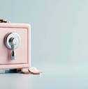 Security safe with coins and banknotes
