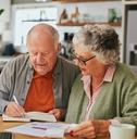 senior couple managing home finances 