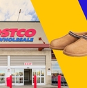 Costco storefront with slippers collage
