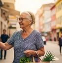 senior woman using atm machine