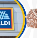 Aldi logo with holiday cookie jar collage