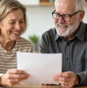 senior couple reads good financial news
